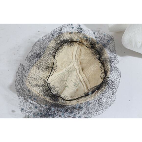 Vintage Buttercream Mesh Tulle Round Hat Elegant Unique Rare Ladies Fashion main image 8
